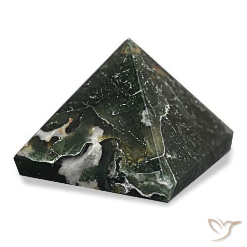 69.86 ct Green Moss Agate Stone, Natural Moss Agate in Pyramid Cabochon Shape for Sale
