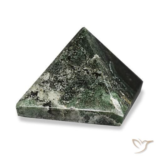 89.65 ct Green Moss Agate Stone, Natural Moss Agate in Pyramid Cabochon Shape for Sale