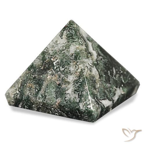 85.75 ct Green Moss Agate Stone, Natural Moss Agate in Pyramid Cabochon Shape for Sale