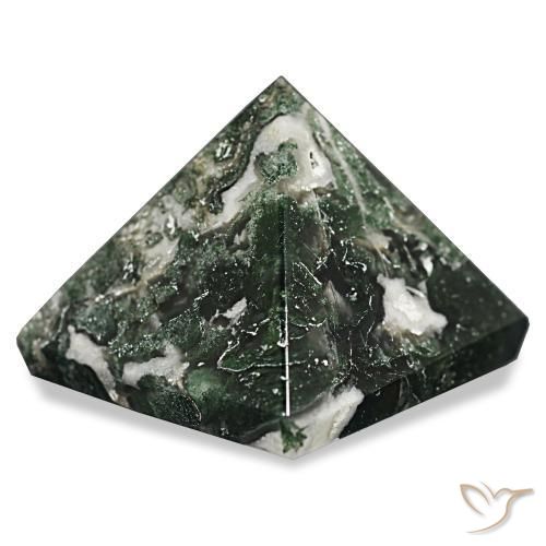 Moss Agate Gemstone in 26.9 x 26.6 mm Size for Sale, Moss Agate Stone in Forest Green Color