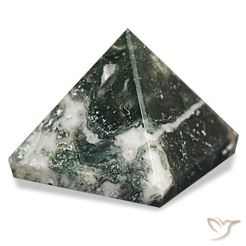 90.31 ct Green Moss Agate Stone, Natural Moss Agate in Pyramid Cabochon Shape for Sale