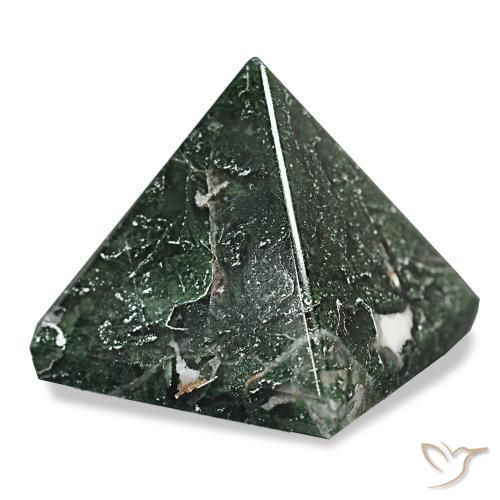 98.28 ct Green Moss Agate Stone, Natural Moss Agate in Pyramid Cabochon Shape for Sale