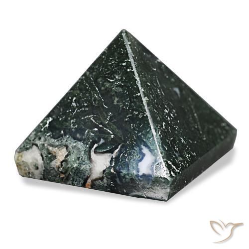 90.36 ct Green Moss Agate Stone, Natural Moss Agate in Pyramid Cabochon Shape for Sale