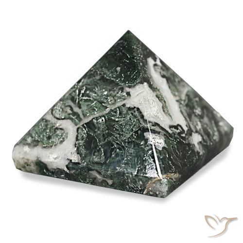 89.34 ct Green Moss Agate Stone, Natural Moss Agate in Pyramid Cabochon Shape for Sale