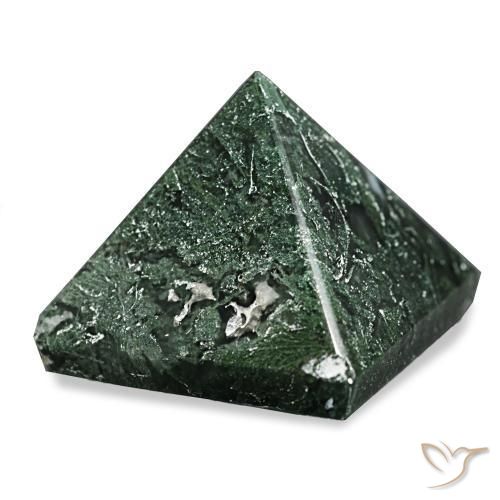87.69 ct Green Moss Agate Stone, Natural Moss Agate in Pyramid Cabochon Shape for Sale