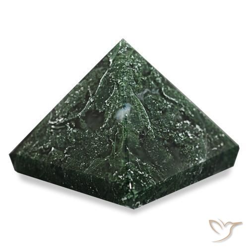 Moss Agate Gemstone in 26.6 x 26.4 mm Size for Sale, Moss Agate Stone in Forest Green Color