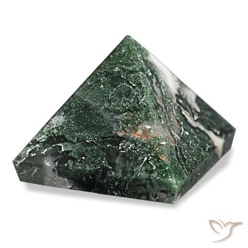 90.69 ct Green Moss Agate Stone, Natural Moss Agate in Pyramid Cabochon Shape for Sale