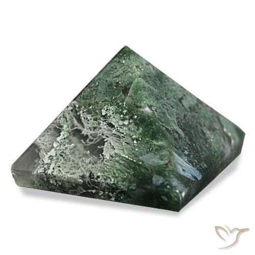 85.75 ct Green Moss Agate Stone, Natural Moss Agate in Pyramid Cabochon Shape for Sale