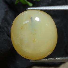 クリームイエロー モスオパール 宝石 - 7.4ct オーバル カボション (ID: 470206)