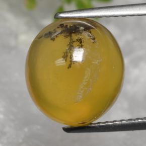 5.08 ct Yellow Moss Opal Gemstone, Moss Opal Gem in Oval Cabochon Shape for Sale.