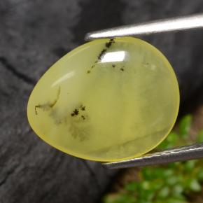 3.69 ct Yellow Moss Opal Stone, Natural Moss Opal in Pear Cabochon Shape for Sale