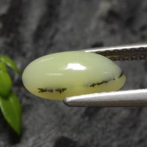 Moss Opal Gemstone in 10.3 x 5.3 mm Size for Sale, Moss Opal Stone in Yellow Dendrite Color