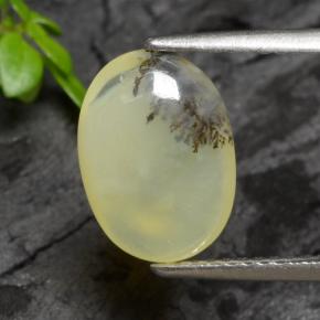 2.14 ct Yellow Moss Opal Gemstone, Moss Opal Gem in Oval Cabochon Shape for Sale.