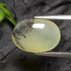 2.14 ct Yellow Moss Opal Stone, Natural Moss Opal in Oval Cabochon Shape for Sale