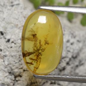 2.06 ct Yellow Moss Opal Gemstone, Moss Opal Gem in Oval Cabochon Shape for Sale.