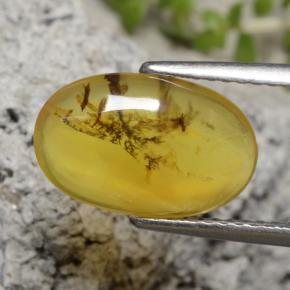 2.06 ct Yellow Moss Opal Stone, Natural Moss Opal in Oval Cabochon Shape for Sale