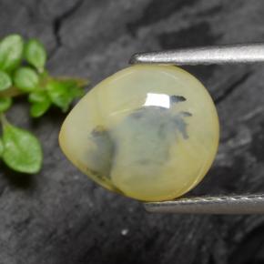 1.79 ct Yellow Moss Opal Stone, Natural Moss Opal in Pear Cabochon Shape for Sale