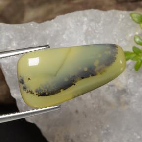 8.75 ct Yellow Moss Opal Stone, Natural Moss Opal in Fancy Cabochon Shape for Sale