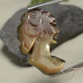 Mother of Pearl Gemstone in 20.1 x 12.7 mm Size for Sale, Mother of Pearl Stone in Smoky Color
