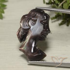 5.69 ct Brown Mother of Pearl Stone, Natural Mother of Pearl in Carved Cameo Shape for Sale