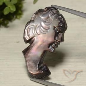 4.89 ct Brown Mother of Pearl Stone, Natural Mother of Pearl in Carved Cameo Shape for Sale