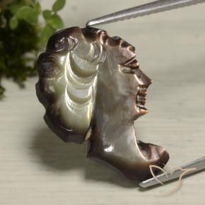 Mother of Pearl Gemstone in 20 x 13.7 mm Size for Sale, Mother of Pearl Stone in Reddish Brown Color