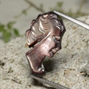 Mother of Pearl Gemstone in 20 x 13.2 mm Size for Sale, Mother of Pearl Stone in Smoky Color