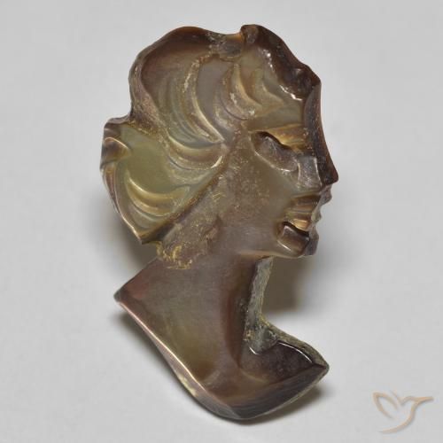 3.67 ct Brown Mother of Pearl Stone, Natural Mother of Pearl in Carved Cameo Shape for Sale