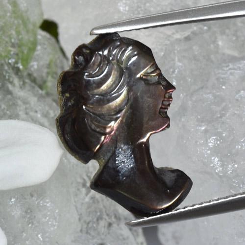 Chocolate Brown Perlmutt Edelstein - 3.8ct Geschnitzte Kamee (ID: 474872)