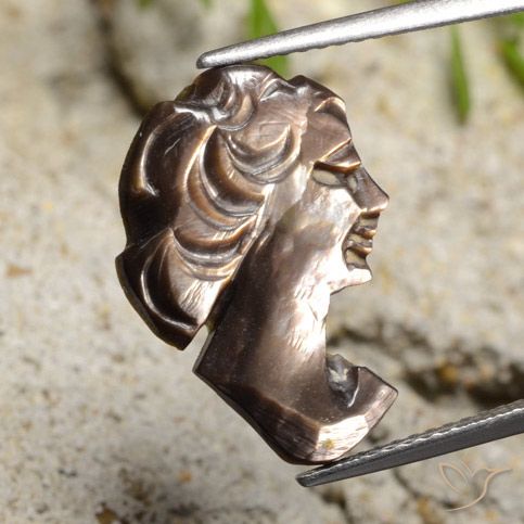3.65 ct Carved Mother of Pearl, 19.1 x 12.4 mm From China, Photo A