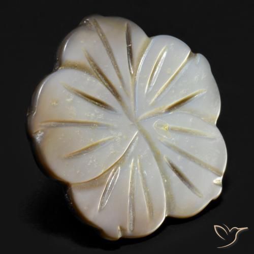 14.21 ct Brown Mother of Pearl Stone, Natural Mother of Pearl in Carved Flower Shape for Sale