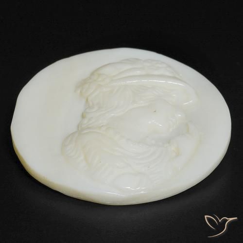 Mother of Pearl Gemstone in 24.9 mm Size for Sale, Mother of Pearl Stone in Warm White Color