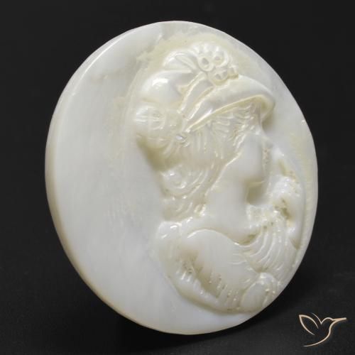 Mother of Pearl Gemstone in 25 mm Size for Sale, Mother of Pearl Stone in Warm White Color