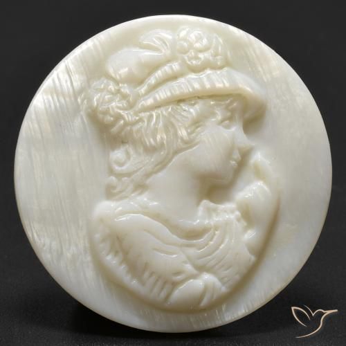 15.22ct Natural Warm White Mother of Pearl, Round, Opaque