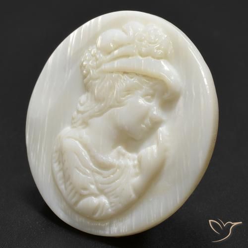 Mother of Pearl Gemstone in 25.1 mm Size for Sale, Mother of Pearl Stone in Warm White Color