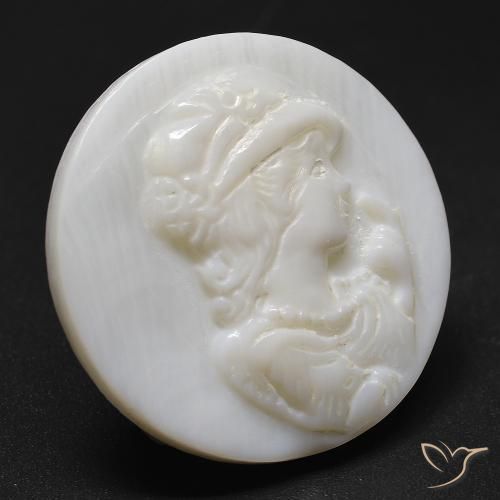 Mother of Pearl Gemstone in 24.1 mm Size for Sale, Mother of Pearl Stone in Cream White Color