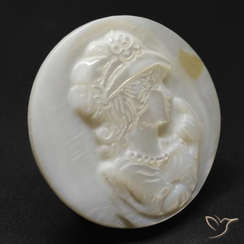 Mother of Pearl Gemstone in 25 mm Size for Sale, Mother of Pearl Stone in Warm White Color