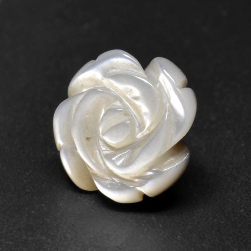 Pearl White Mother of Pearl Gem - 2.1ct Carved Flower (ID: 585659)