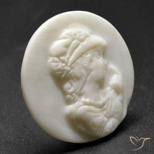 Mother of Pearl Gemstone in 25.1 mm Size for Sale, Mother of Pearl Stone in Pearl White Color