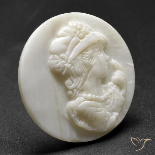 Mother of Pearl Gemstone in 25.1 mm Size for Sale, Mother of Pearl Stone in Pearl White Color