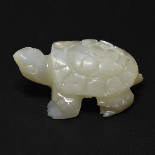 Pearl White Perlmutt Edelstein - 17.9ct Geschnitzte Schildkröte (ID: 587539)