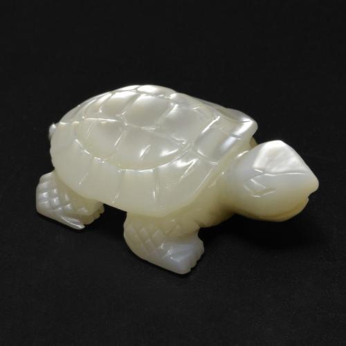 Pearl White Perlmutt Edelstein - 17ct Geschnitzte Schildkröte (ID: 587542)