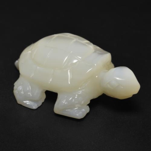 Pearl White Perlmutt Edelstein - 19.3ct Geschnitzte Schildkröte (ID: 587762)