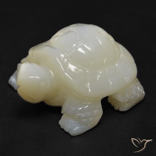 21.64 ct White Mother of Pearl Stone, Natural Mother of Pearl in Carved Turtle Shape for Sale