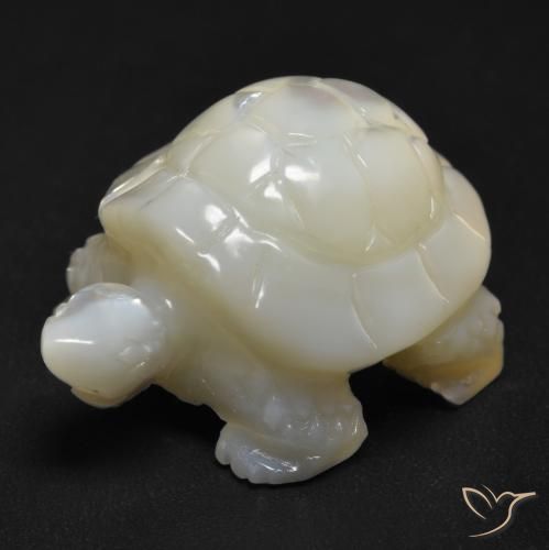 20.94 ct White Mother of Pearl Stone, Natural Mother of Pearl in Carved Turtle Shape for Sale