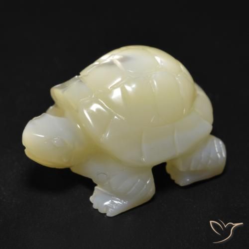 22.57 ct White Mother of Pearl Stone, Natural Mother of Pearl in Carved Turtle Shape for Sale