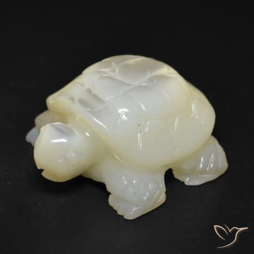 18.20 ct White Mother of Pearl Stone, Natural Mother of Pearl in Carved Turtle Shape for Sale
