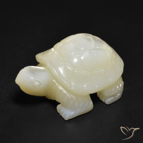 Nacre Blanc carved turtle de Chine, 23,7x15,7 mm, poids de 22,16 ct, pierre gemme naturelle Eau douce naturelle de pureté Opaque , 1 pièce Nacre, couleur Blanc perle, dureté Mohs de 2.5 à 4.5, Photo A
