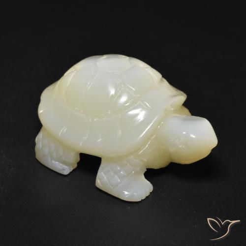 22.16 ct White Mother of Pearl Stone, Natural Mother of Pearl in Carved Turtle Shape for Sale