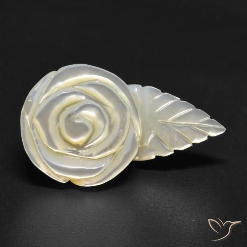 15.05ct Natural Pearl White Mother of Pearl, Flower Cut, Opaque